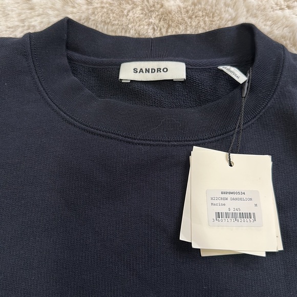 SANDRO Embroidered Dandelion Sweatshirt Marine Size M - Picture 10 of 11